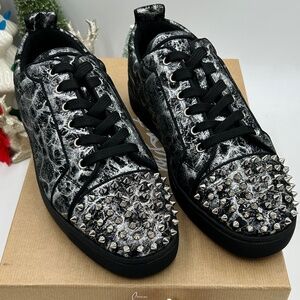 Men’s Christian Louboutin Louis Junior, black storm print leather size 43